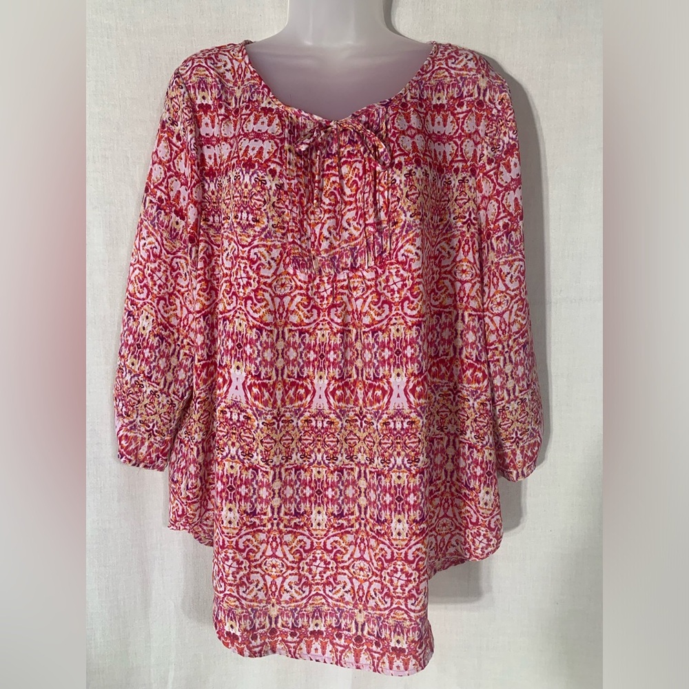 Violet & Claire long sleeve Women's Pink Patterned Top Sz Xl